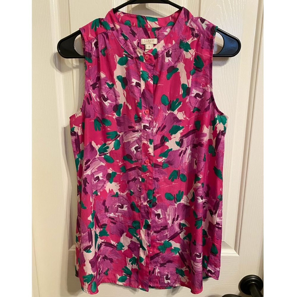 J.Crew Pink & Green Floral Blouse, Size 4